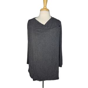 HABITAT CLOTHES TO LIVE IN Gray Black Stripe Rayon Knit Draped Cardigan Small